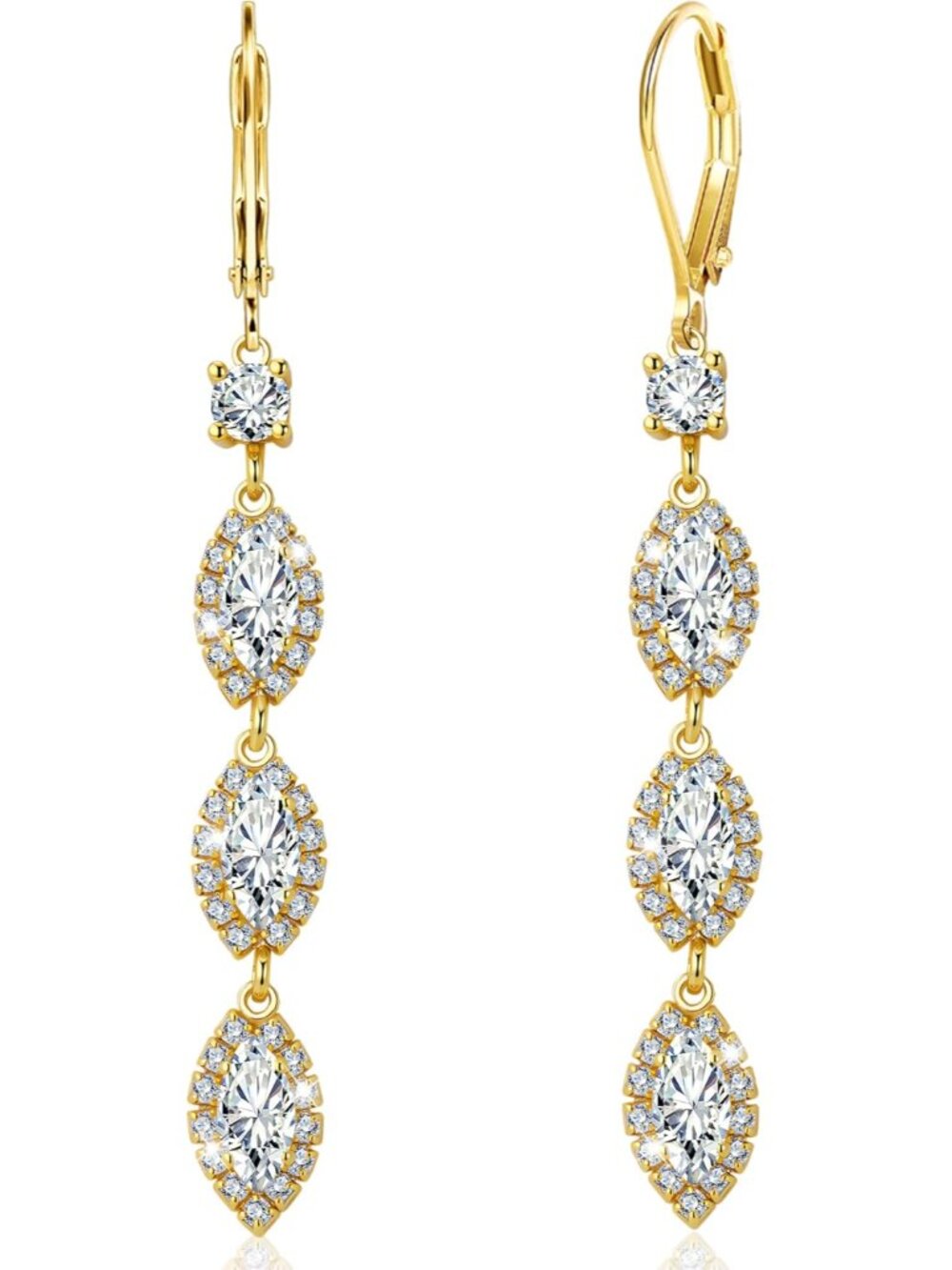 925 Sterling Silver Dangle Leverback Earrings for Women Trendy 14K Goldplated Hy